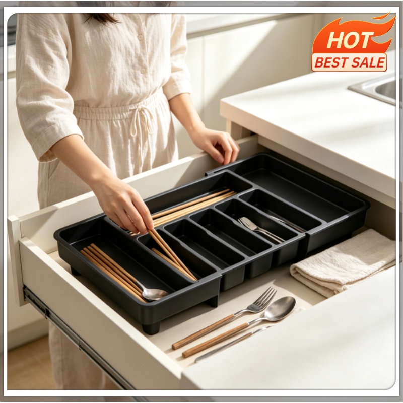 Kitchen Gadgets And Utensils - 1個入りアップグレード版調整可能食器整理オーガナイザー – キッチンカウンター用プラスチック製多機能引き出しオーガナイザー