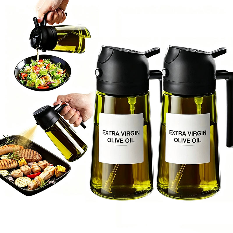 Kitchen Gadgets Peeler - オリーブオイルディスペンサー キッチン用品用プラスチックボトル エアフライヤーアクセサリー オリーブオイルスプレーヤー 調理用遮光ダークグリーン