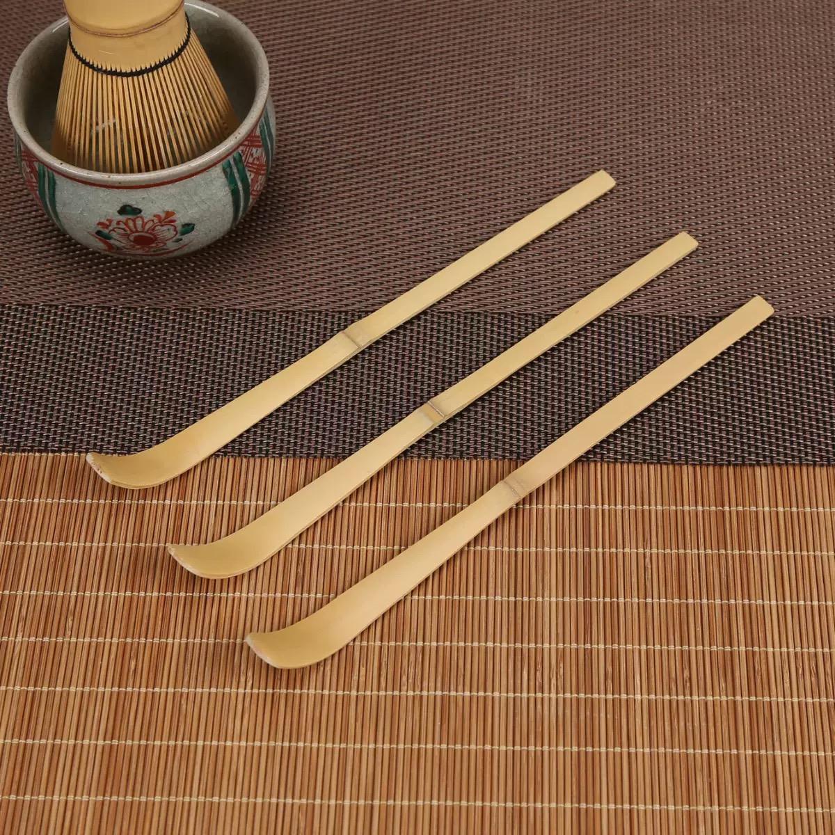 Kitchen Gadgets And Utensils - 木製茶棒抹茶スプーン茶器ティースプーン手作り黒竹葉スパチュラガイドキッチンツールスパイスガジェット調理器具