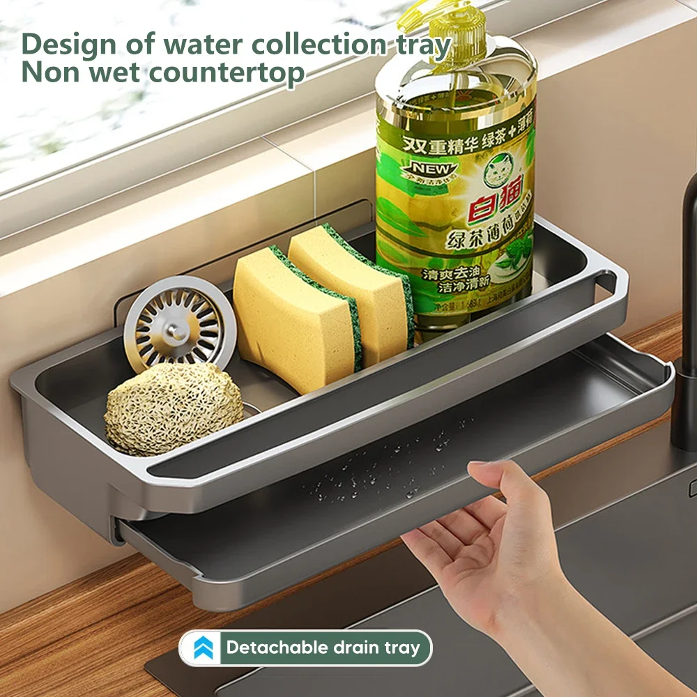 Kitchen Gadgets Storage Ideas - キッチンシンクオーガナイザー排水ラック自己排水棚スポンジホルダーふきん蛇口収納石鹸水切りキッチンアクセサリー