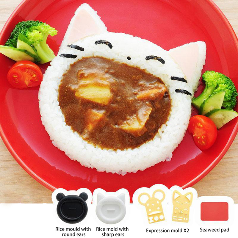 Kitchen Gadgets Ninja - かわいい漫画の寿司型装飾カッター、bentomaker、サンドイッチツール、キッチンアクセサリー、猫、bear、nori、rice、1個