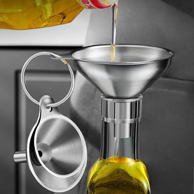 Kitchen Gadgets Ninja - 3 個のステンレス鋼キッチン漏斗セットボトル充填用ミニ金属漏斗油流出ワイン流出ツールバーキッチンアクセサリー
