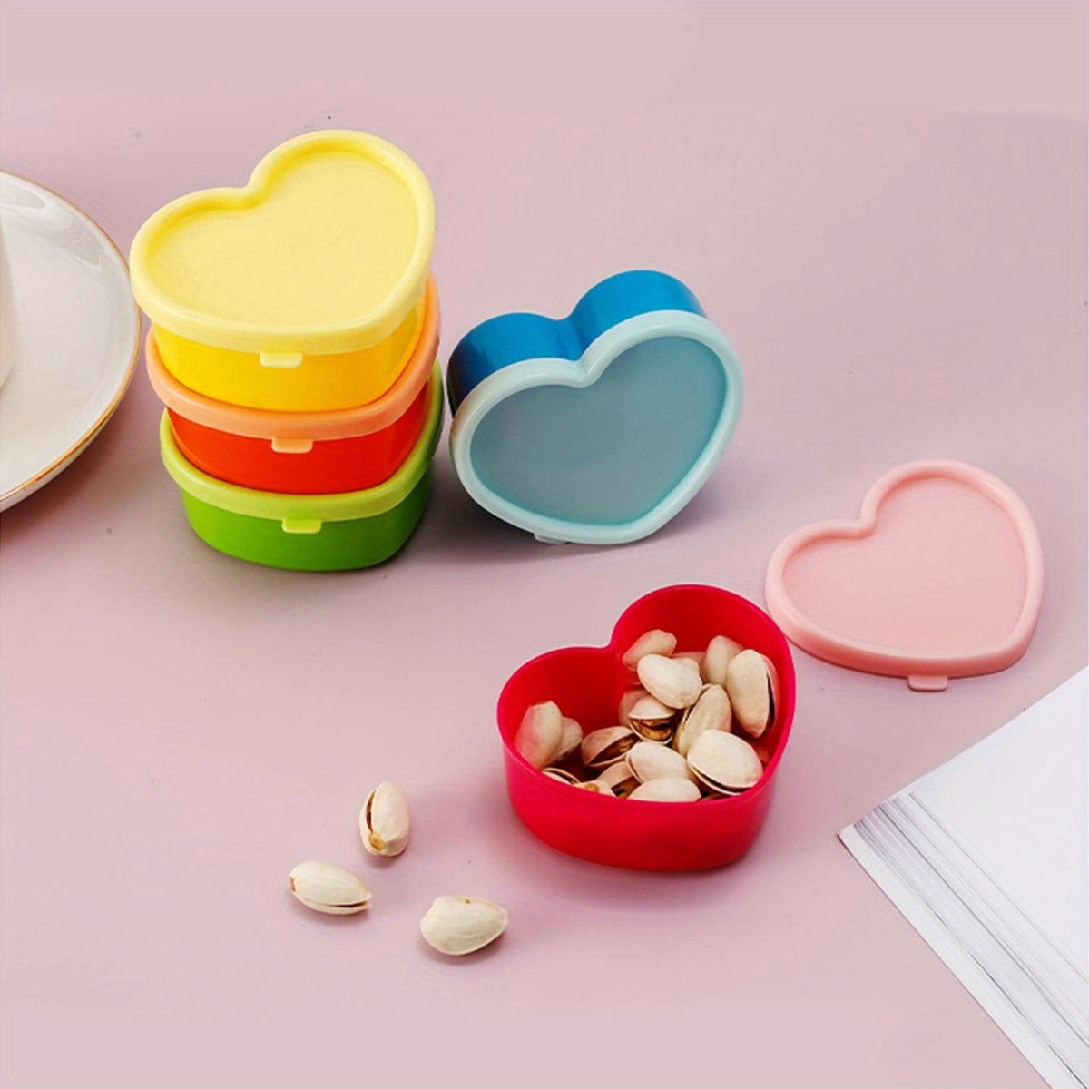 Kitchen Gadgets Storage - 5 個ミニランチボックス調味料収納ボックス蓋付き再利用可能なサラダドレッシングジャム容器ポータブルナッツスナックキッチン収納