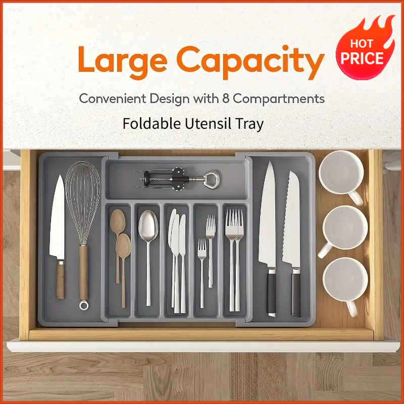 Kitchen Gadgets And Utensils - 1個入りアップグレード版調整可能食器整理オーガナイザー – キッチンカウンター用プラスチック製多機能引き出しオーガナイザー