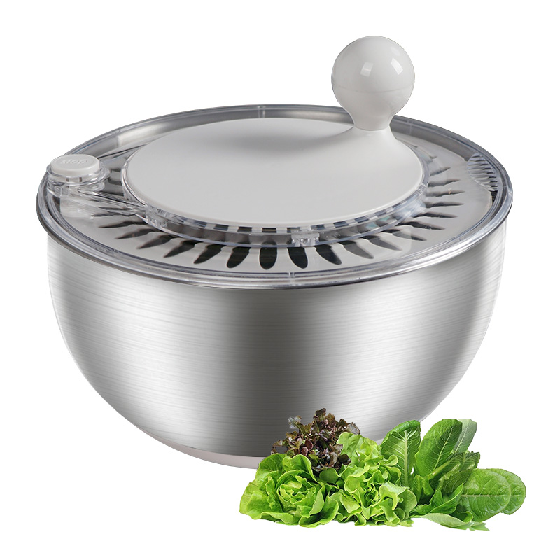 Salad Spinner - カスタマイズ可能なレタススピナーボウル、野菜乾燥用手動ステンレス製サラダスピナー水切り、ハンドル付き
