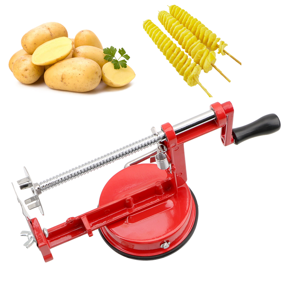 Kitchen Gadgets Vegetable Cutter - 手動スパイラルフレンチフライカッター調理ツール野菜スパイラライザーツイストポテトアップルスライサーステンレス鋼キッチンガジェット