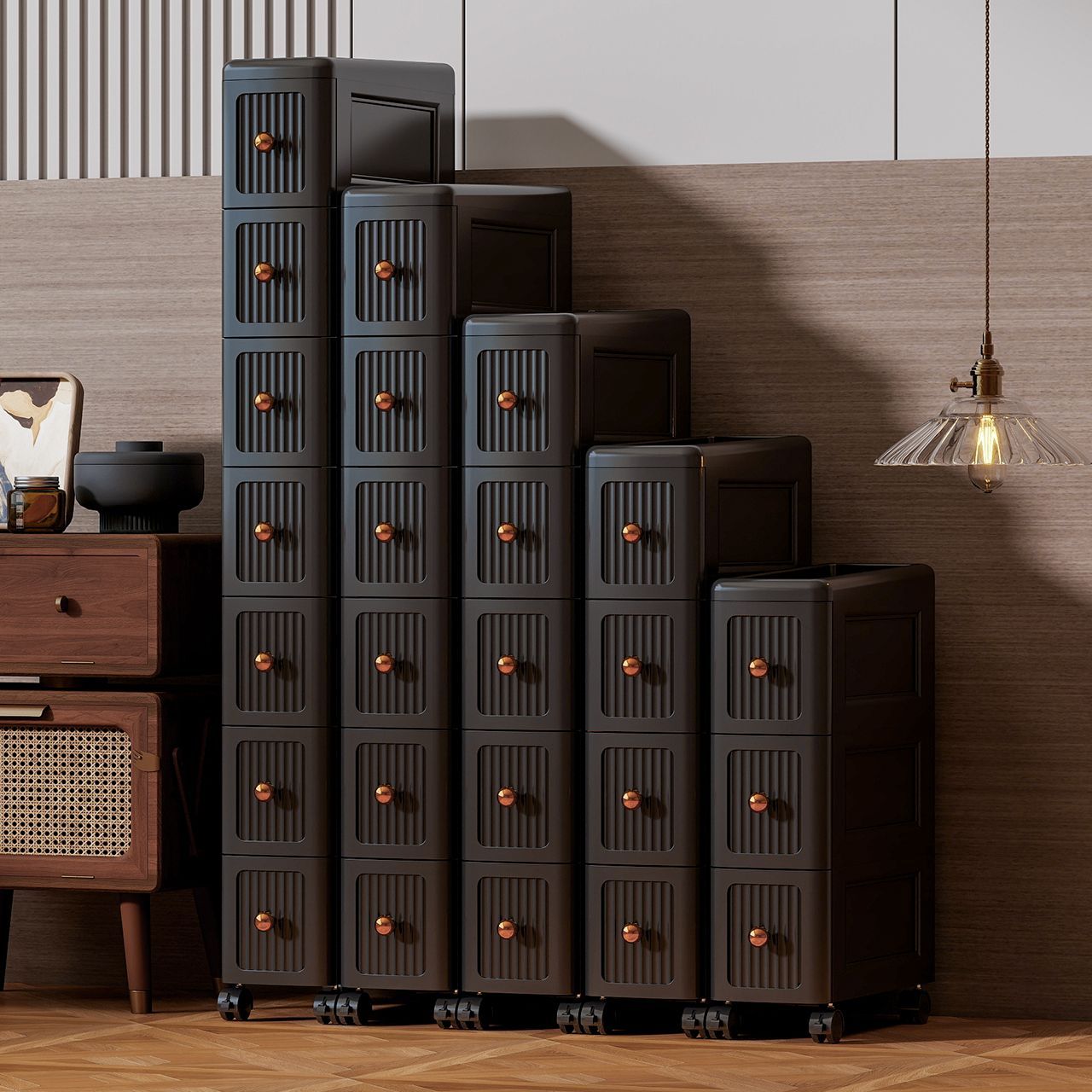 Kitchen Gadgets Storage - 15CMの狭い隙間用引き出し収納キャビネット – キッチン、バスルーム、リビングルーム用の多層ローリングオーガナイザー、スリムな省スペースユニット