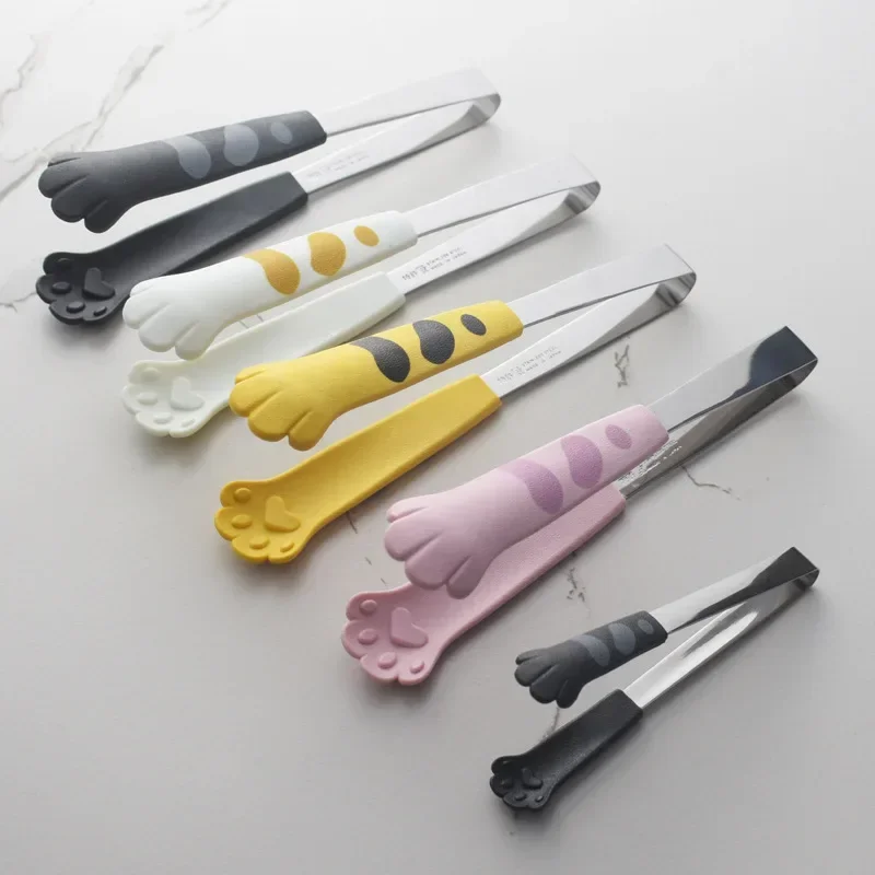 Kitchen Gadgets Of 2025 - 猫の足の形の食品トングかわいい漫画食事トングステンレス鋼バーベキュートングサンドイッチベーキングクリップキッチンガジェット新 2025