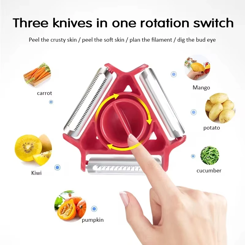 Kitchen Gadgets Vegetable Cutter - 1PCトリオピーラーセット野菜ピーラースライサーシュレッダーマルチステンレス鋼刃グレーターキッチンガジェットジュリアンカッターツール