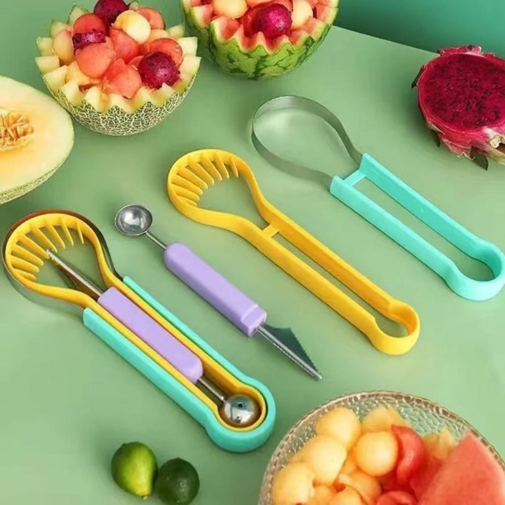 Kitchen Gadgets Peeler - 3 in 1メロンスクープ、両頭カラフルアボカドスライサー・ピーラー、果肉分離器、スイカカッターセット、キッチンガジェット