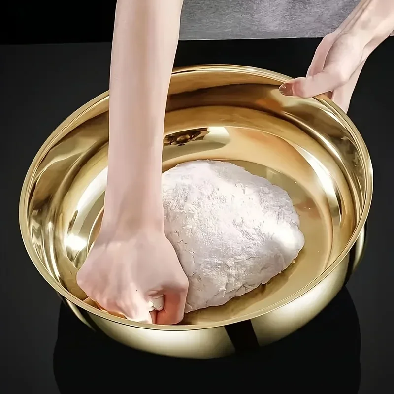 Salad Spinner - 大容量ステンレス製ミキシングボウル、生地混ぜ、野菜洗い、サラダ混ぜに最適、お手入れ簡単