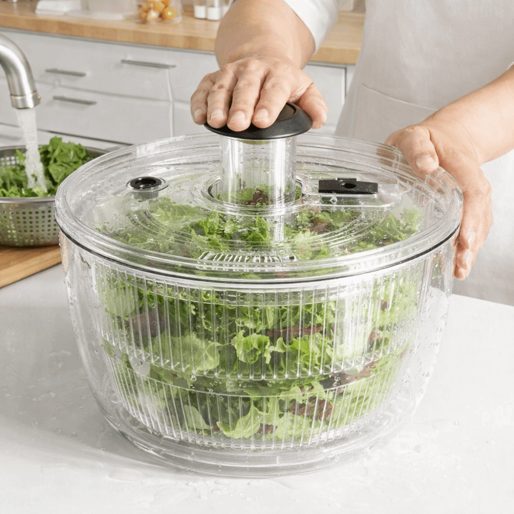 Salad Spinner - 大容量野菜脱水機半自動クイック排水フルーツドレンバスケット回転式サラダスピナー食事準備用