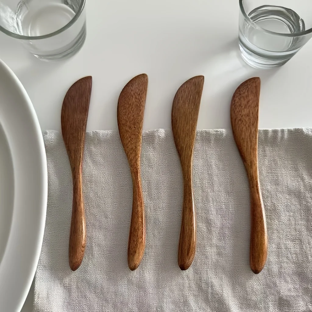Kitchen Gadgets In Japan - 1Pc 木製マーマレードナイフ日本バタースパチュラディナーナイフ厚い木製ハンドルナイフスタイルチーズカッターキッチンツールガジェット