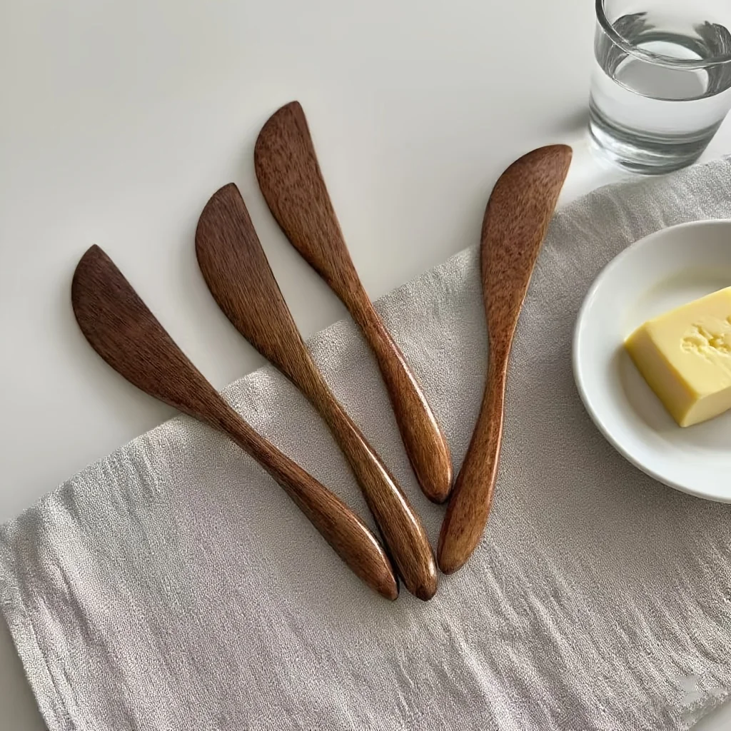 Kitchen Gadgets In Japan - 1Pc 木製マーマレードナイフ日本バタースパチュラディナーナイフ厚い木製ハンドルナイフスタイルチーズカッターキッチンツールガジェット