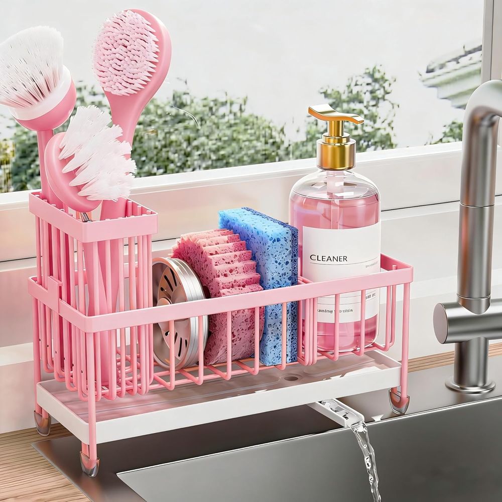 Kitchen Gadgets Storage - スポンジホルダーまたはキッチンシンク、ハイブラシホルダー付きシンクキャディオーガナイザー、キッチンカウンターオーガナイザーと収納必需品