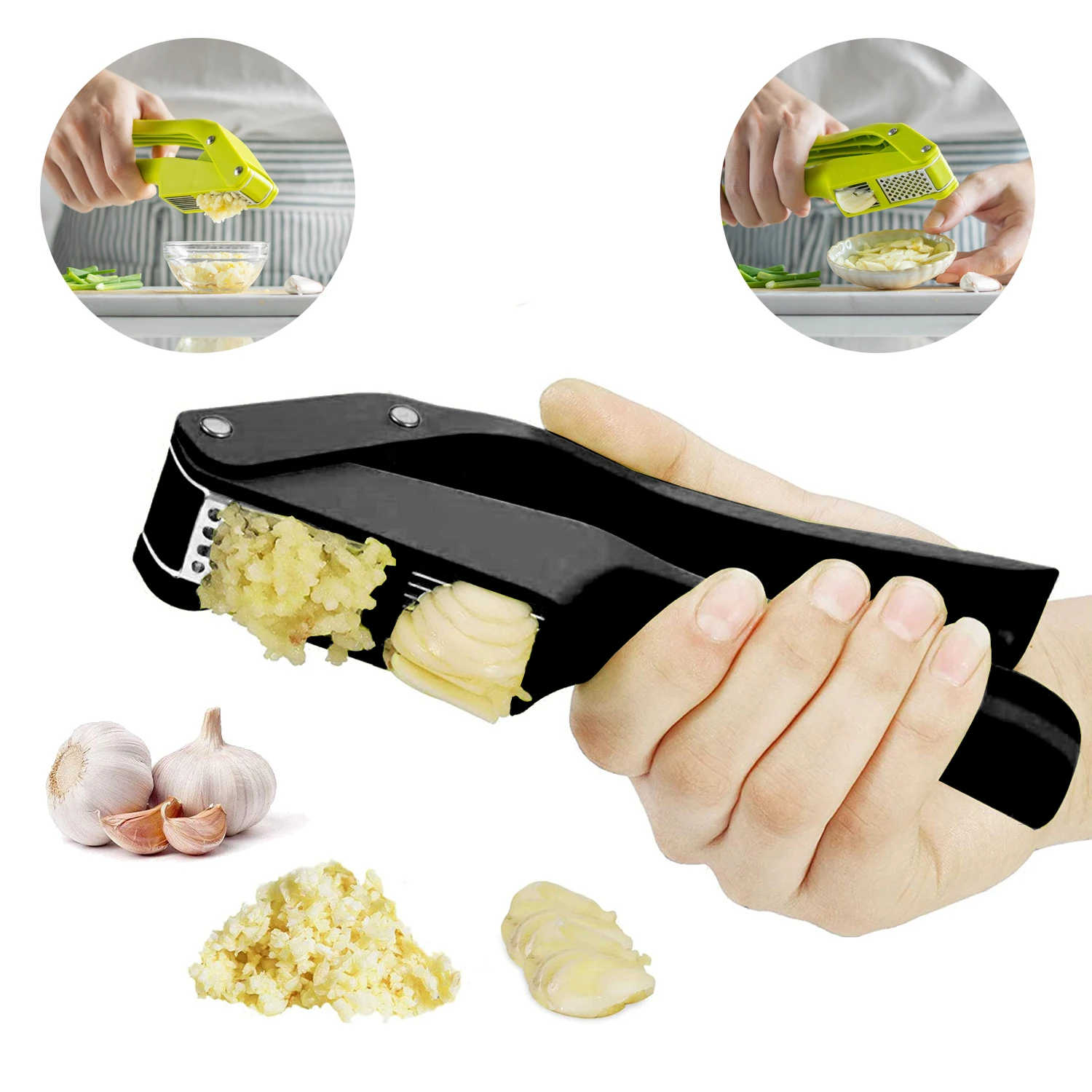 Kitchen Gadgets Cool - 2 in 1 ガーリックライサーとスライサープレスガーリックミンサーチョッパークラッシングガーリックミンサーとスライサークラッシャーツールキッチンガジェット