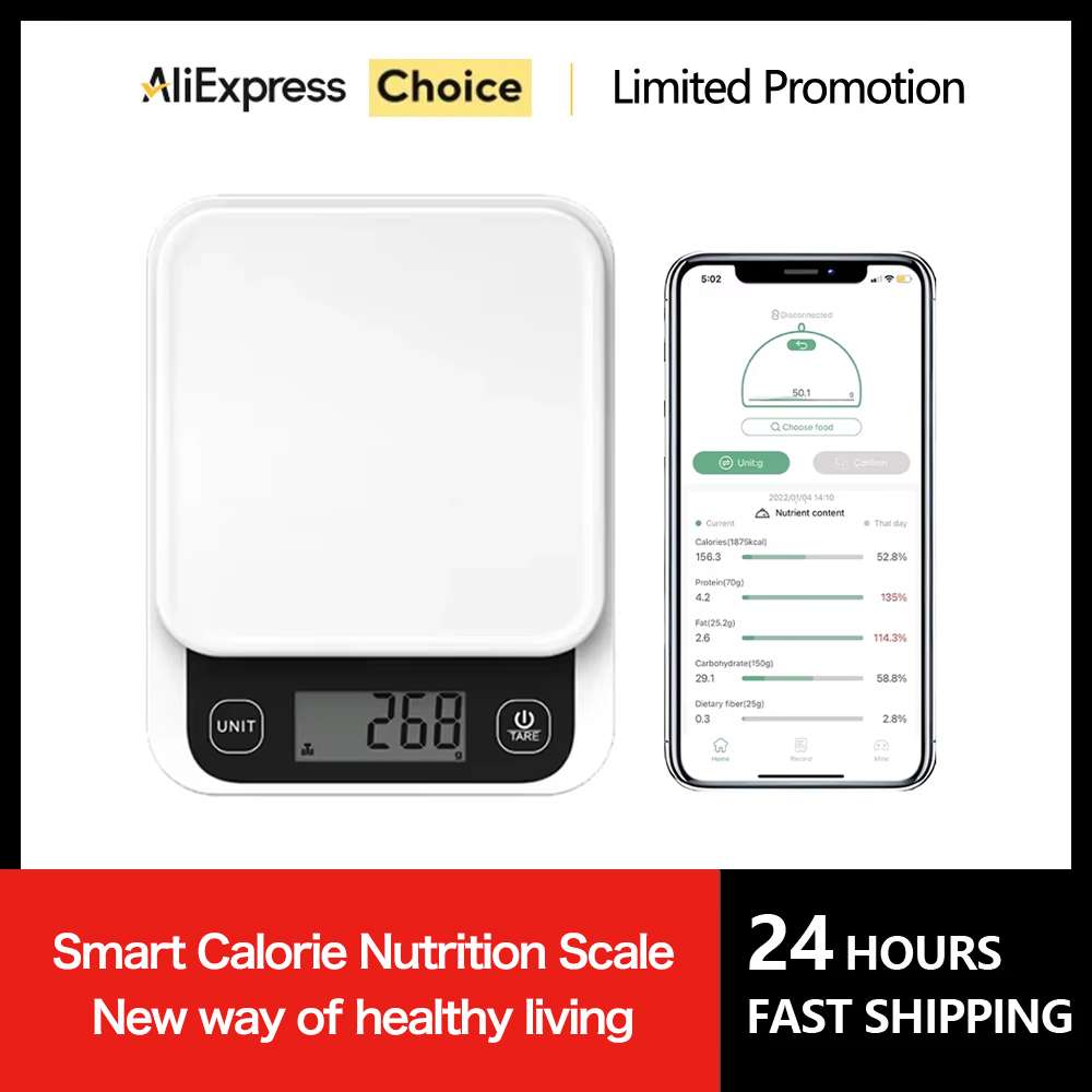 Kitchen Gadgets Cool - 5kg/0.1g/1g スマートキッチンスケール栄養スケールスマート食品カロリースケールクックベークデジタルスケール栄養計算アプリ付き