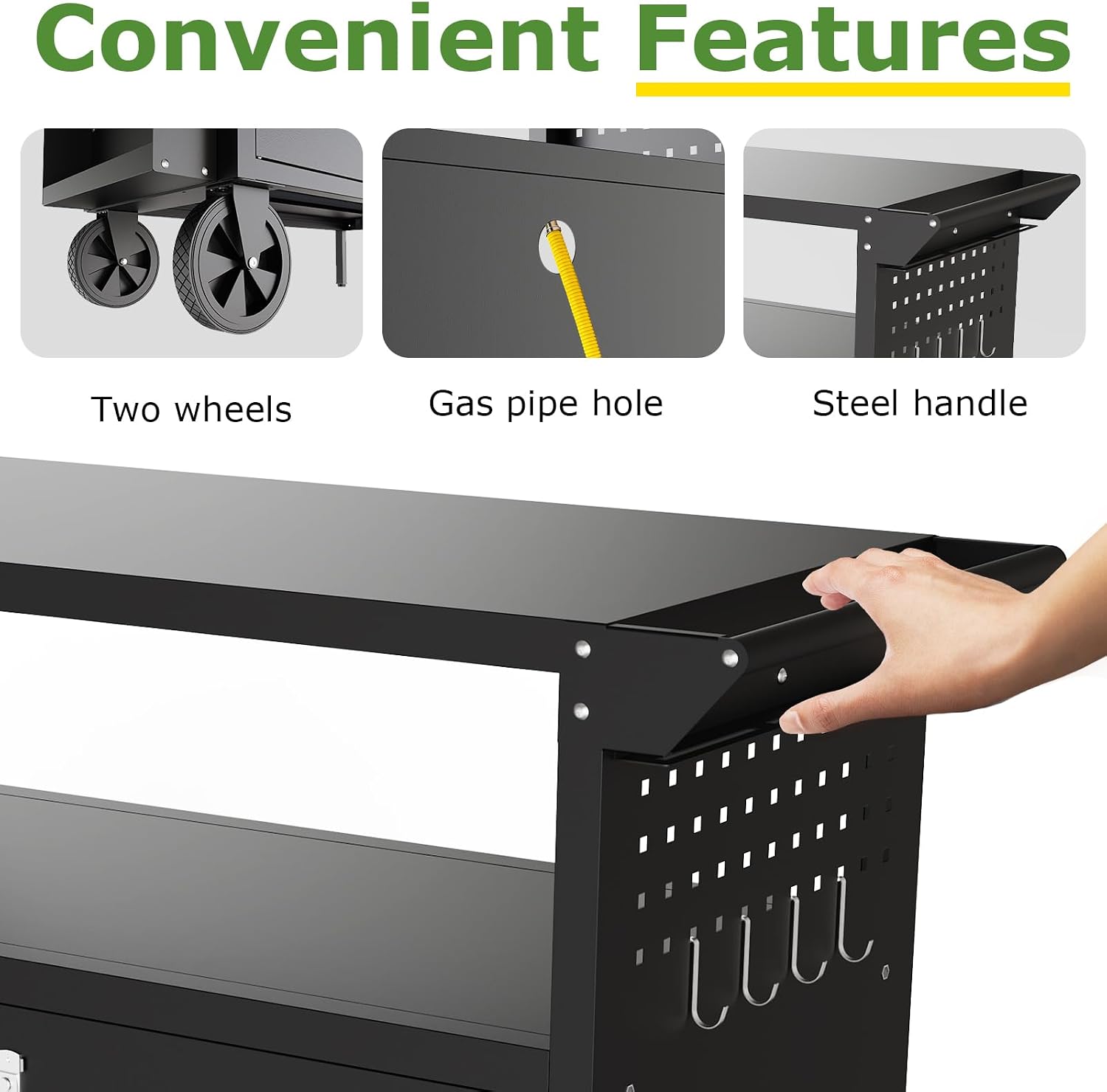 屋外グリルカートテーブル、収納付きキッチンアイランド、ホイー - Kitchen Gadgets Storage のレビューと価格