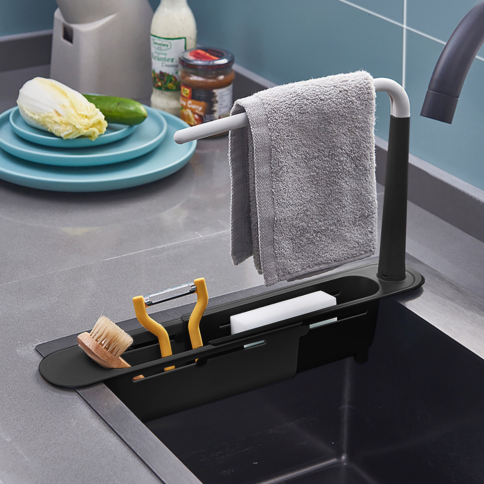 Elescopicシンクの水切り、キッチンオーガナイザー、石 - Kitchen Gadgets Storage Ideas のレビューと価格