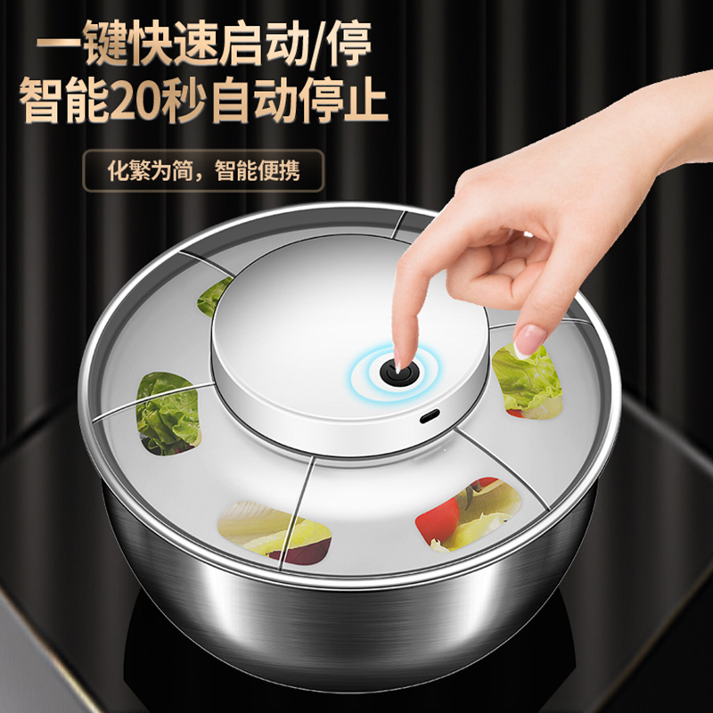 ステンレス製野菜サラダスピナー、手回し式乾燥機、電動果物野菜 - Salad Spinner のレビューと価格
