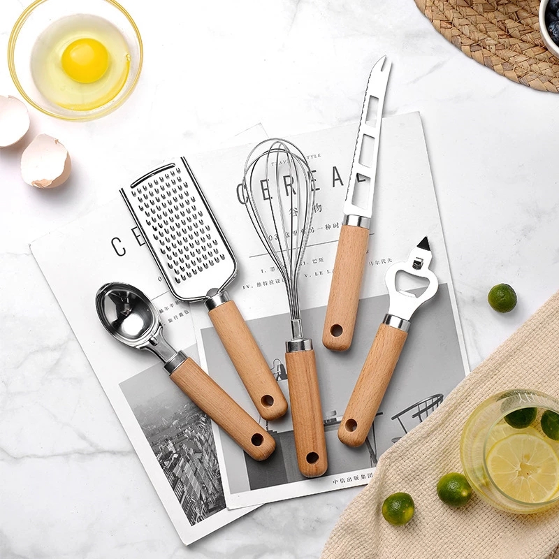 木製ハンドル付きステンレス製調理器具セット,キッチンツール, - Kitchen Gadgets And Utensils のレビューと価格