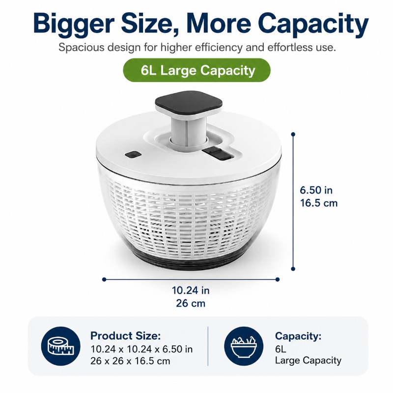 6L手動サラダスピナー、果物・野菜洗浄機、ワンタッチ回転式乾 - Salad Spinner のレビューと価格