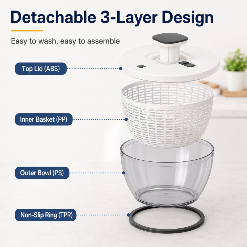 大型6Lサラダスピナー野菜洗浄機、手動プレス式フルーツドライ - Salad Spinner のレビューと価格