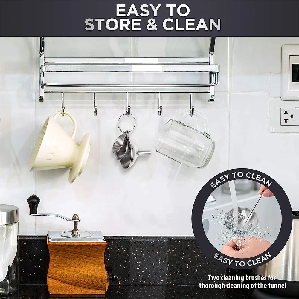 3 個のステンレス鋼キッチン漏斗セットボトル充填用ミニ金属漏 - Kitchen Gadgets Ninja のレビューと価格