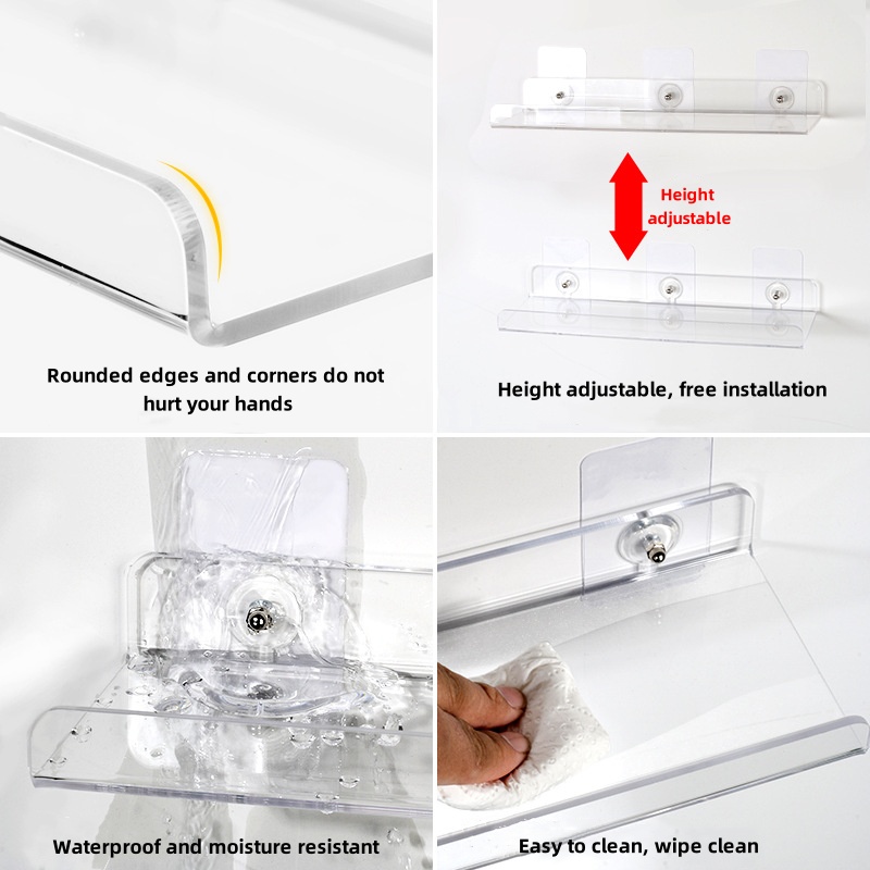 壁掛けアクリル収納ラック取り外し可能なバスルームシャワーオー - Kitchen Gadgets Storage Ideas のレビューと価格