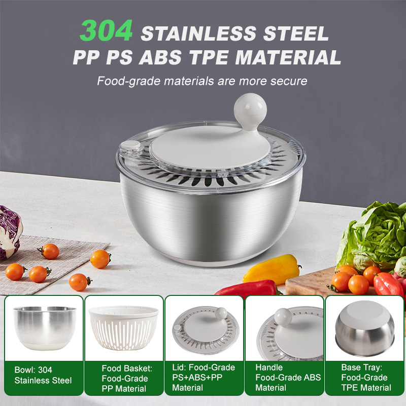 カスタマイズ可能なレタススピナーボウル、野菜乾燥用手動ステン - Salad Spinner のレビューと価格