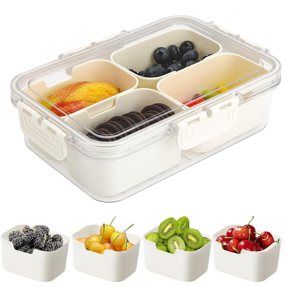 ポータブル食品保存箱、スナック収納ボックス、蓋付き4つのコン - Kitchen Gadgets Storage のレビューと価格