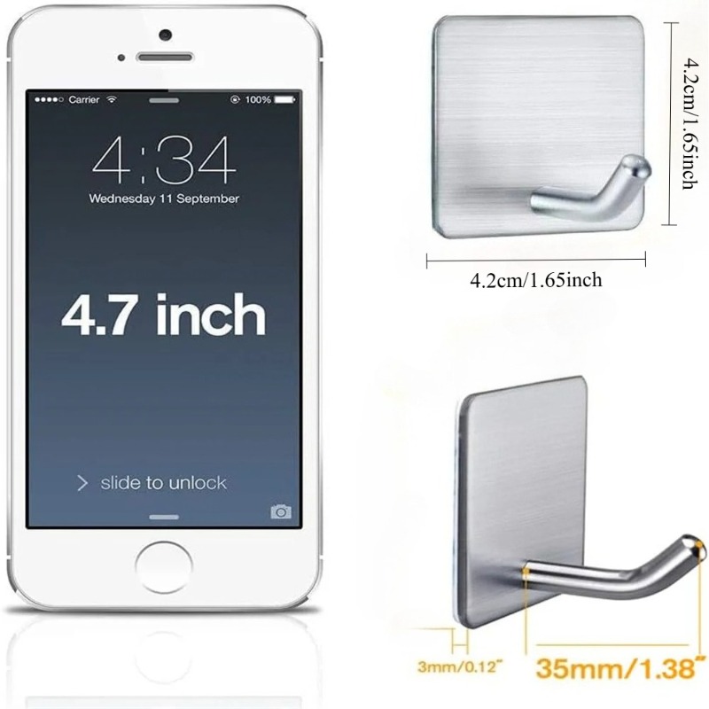 4個入り ノードリル式 粘着ステンレスフック 強力 バスルー - Kitchen Gadgets Storage Ideas のレビューと価格