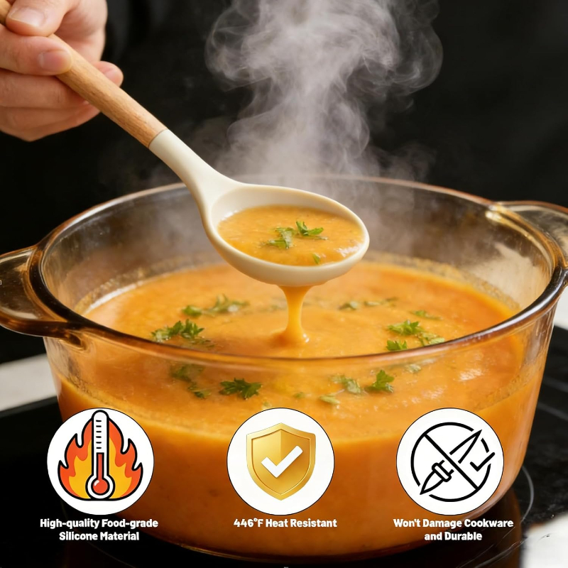 木製ハンドルシリコン製キッチンツールセット14点、ノンスティ - Kitchen Gadgets And Utensils のレビューと価格