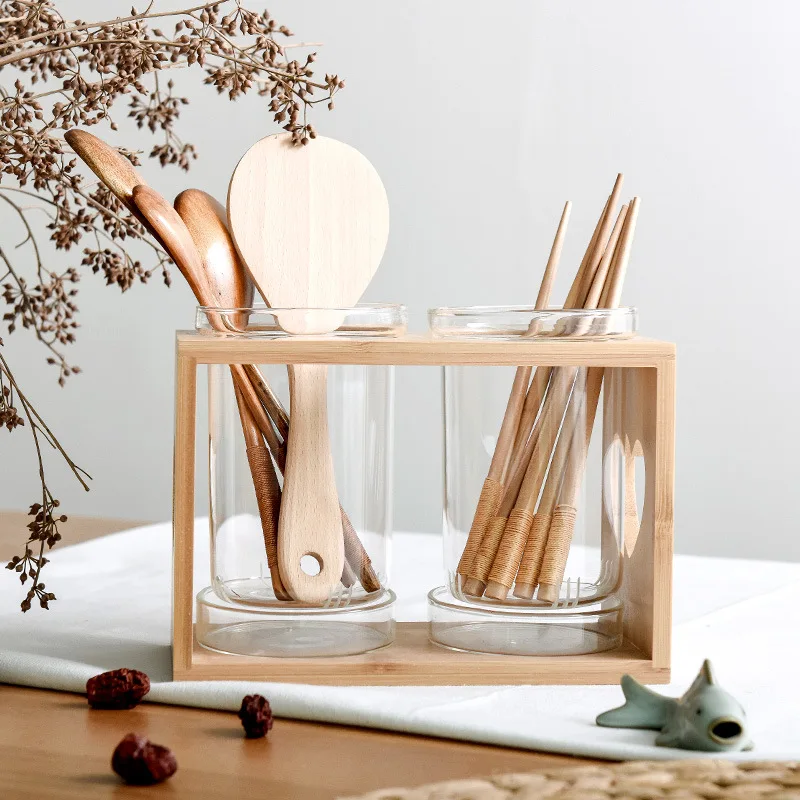 食器容器ホルダー ガラス製キッチンカトラリー収納チューブ 竹 - Kitchen Gadgets In Japan のレビューと価格