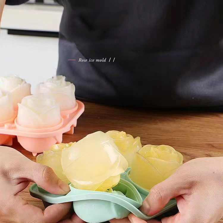 3D ローズアイスモールド 4 穴アイスキューブトレイ型花の - Kitchen Gadgets Ninja のレビューと価格
