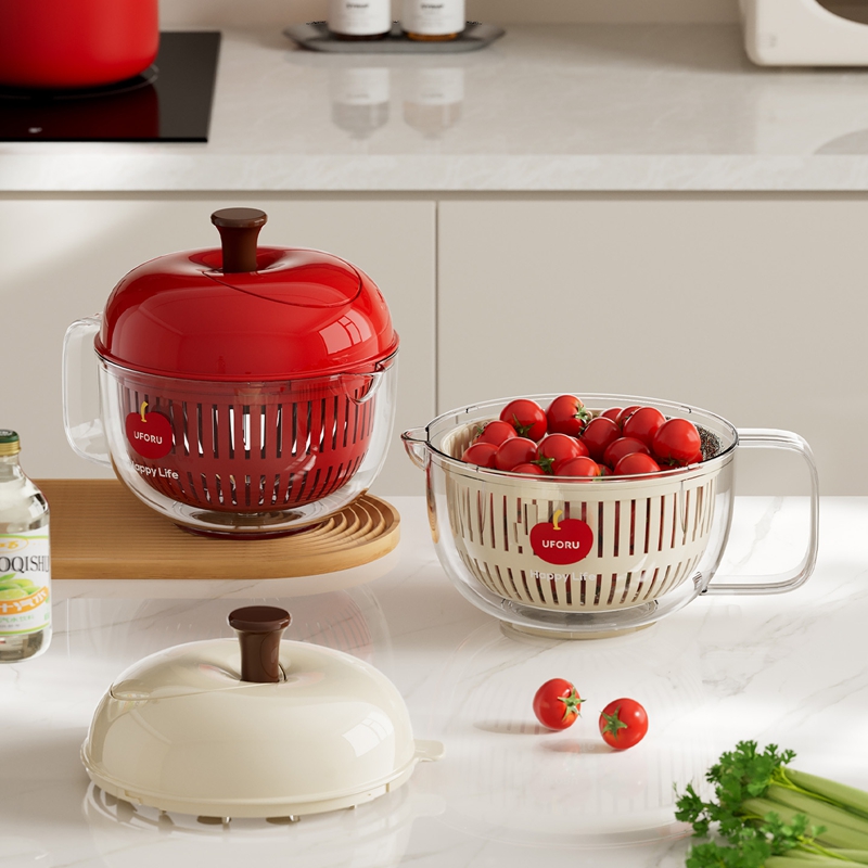 UFORU アップル型サラダスピナー、手動式果物野菜水切りか - Salad Spinner のレビューと価格