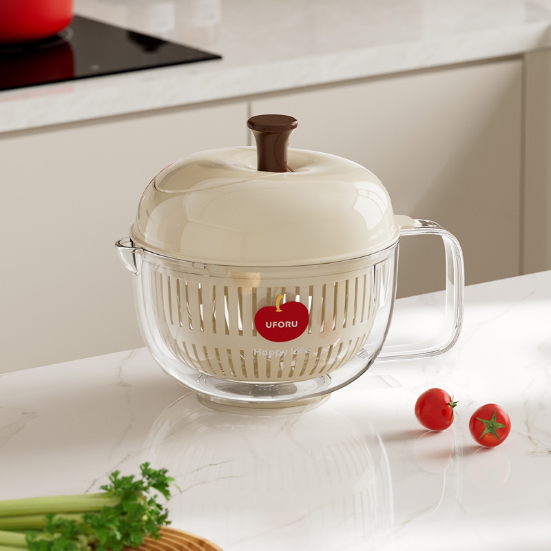 UFORU アップル型サラダスピナー、手動式果物野菜水切りか - Salad Spinner のレビューと価格