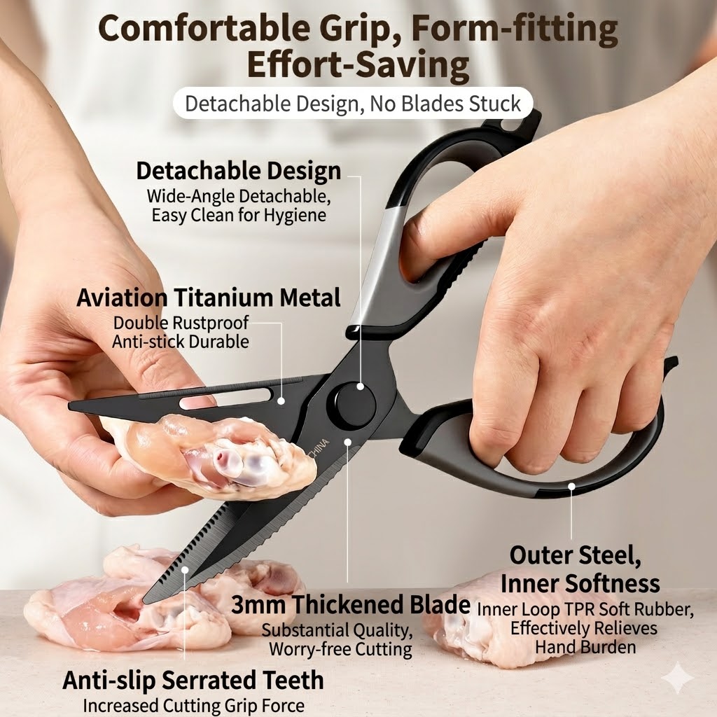 キッチンはさみ チタン製鶏骨はさみ 家庭用キッチンはさみ キ - Kitchen Gadgets Ninja のレビューと価格