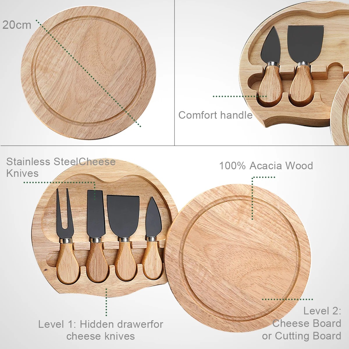 シャルキュトリボードとカトラリー用チーズナイフセット、ステン - Kitchen Gadgets In Japan のレビューと価格