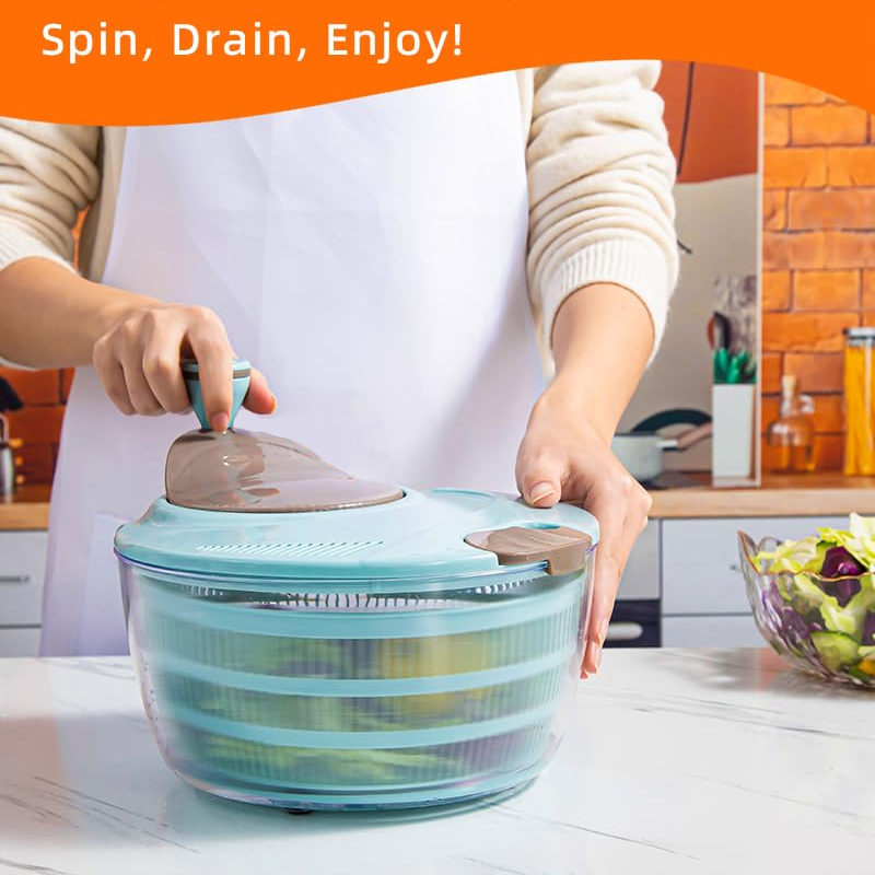 二重排水穴付きレタススピナー、グリーンの洗浄、回転、排水用の - Salad Spinner のレビューと価格