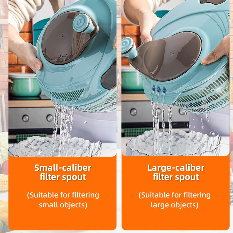 二重排水穴付きレタススピナー、グリーンの洗浄、回転、排水用の - Salad Spinner のレビューと価格