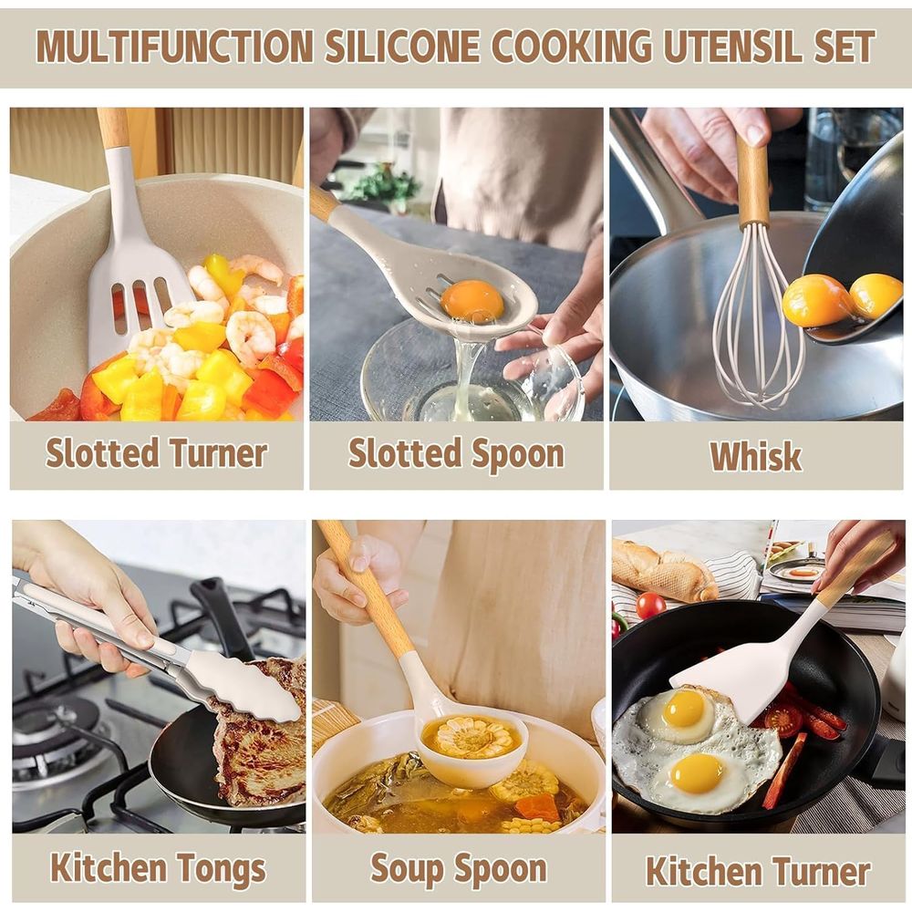 厚みのあるシリコン製キッチンツールセット - 調理器具セット - Kitchen Gadgets And Utensils のレビューと価格