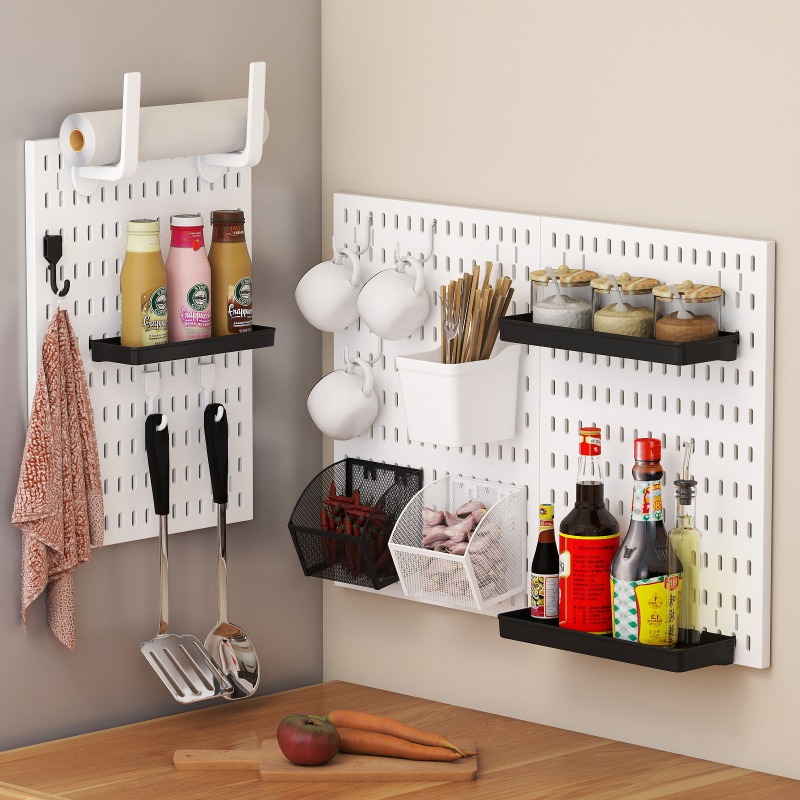 ドリル不要の壁掛け収納ペグボード、多用途DIYウォールディス - Kitchen Gadgets Storage のレビューと価格