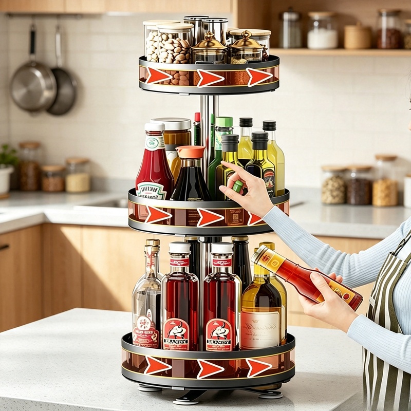 360 °   回転式スパイスターンテーブル キッチンカウン - Kitchen Gadgets Storage Ideas のレビューと価格