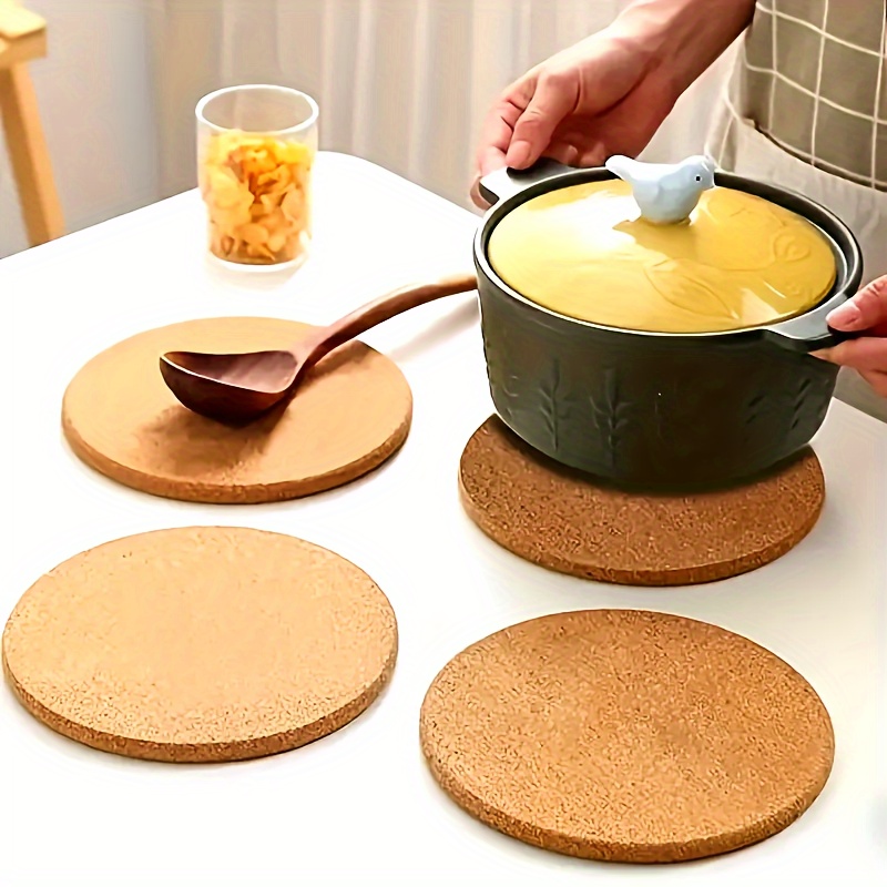 4 個コルクポットマット耐熱ラウンドパンホルダーボウルプレー - Kitchen Gadgets In Japan のレビューと価格