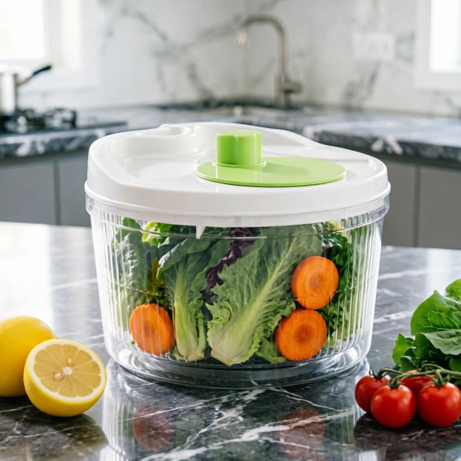 手動式サラダスピナー、排水口付きサラダ容器、家庭料理人、親、 - Salad Spinner のレビューと価格