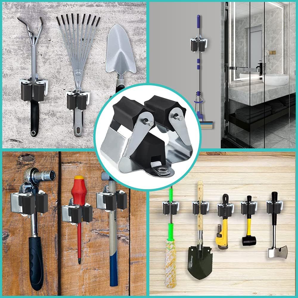 1/4個入りほうき掛けモップホルダー、頑丈な金属製モップクリ - Kitchen Gadgets Storage Ideas のレビューと価格